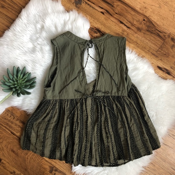 Green FREE PEOPLE Embroidered Swing Tank Top - Picture 3 of 5